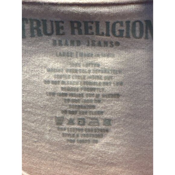 True Religion Mens Dull Pink Graphic Tee Size L NWT Cotton Casual Crew Neck Shor - Picture 2 of 5